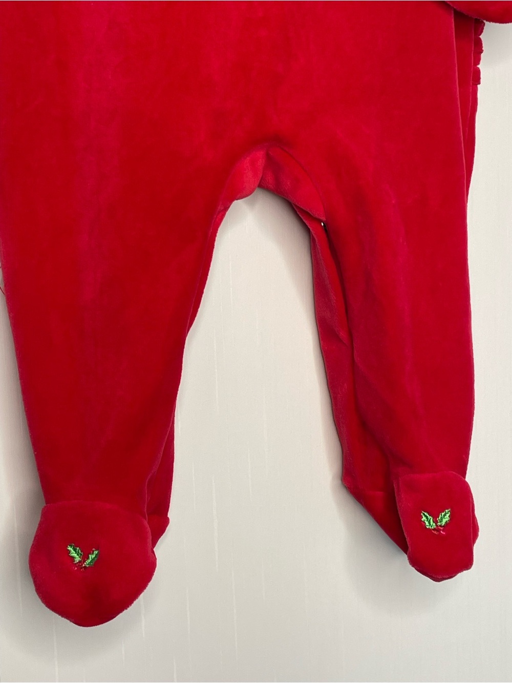 VTG Bright Future Red Velour Christmas Footie Romper 6-9M - Picture 5 of 16